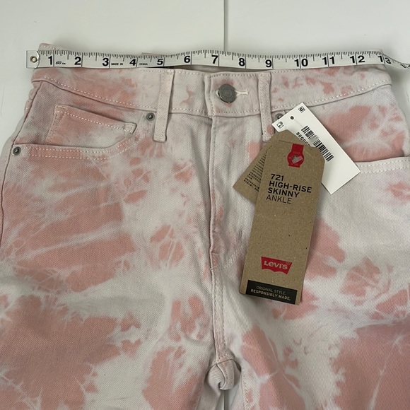 NWT Levi’s 721 High Rise Skinny Ankle Pink Tie Dye Jeans Size 27 - Picture 10 of 14